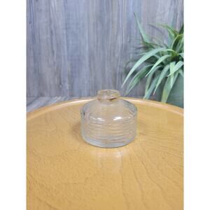 Vintage Ink Bottle, Glass Round Small Ribbed